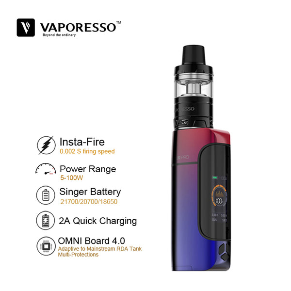In Stock Electronic Cigarette Vaporesso Armour Pro 100W Vape Kit Compatible with 21700 20700 18650 Battery Use GT Meshed Coil